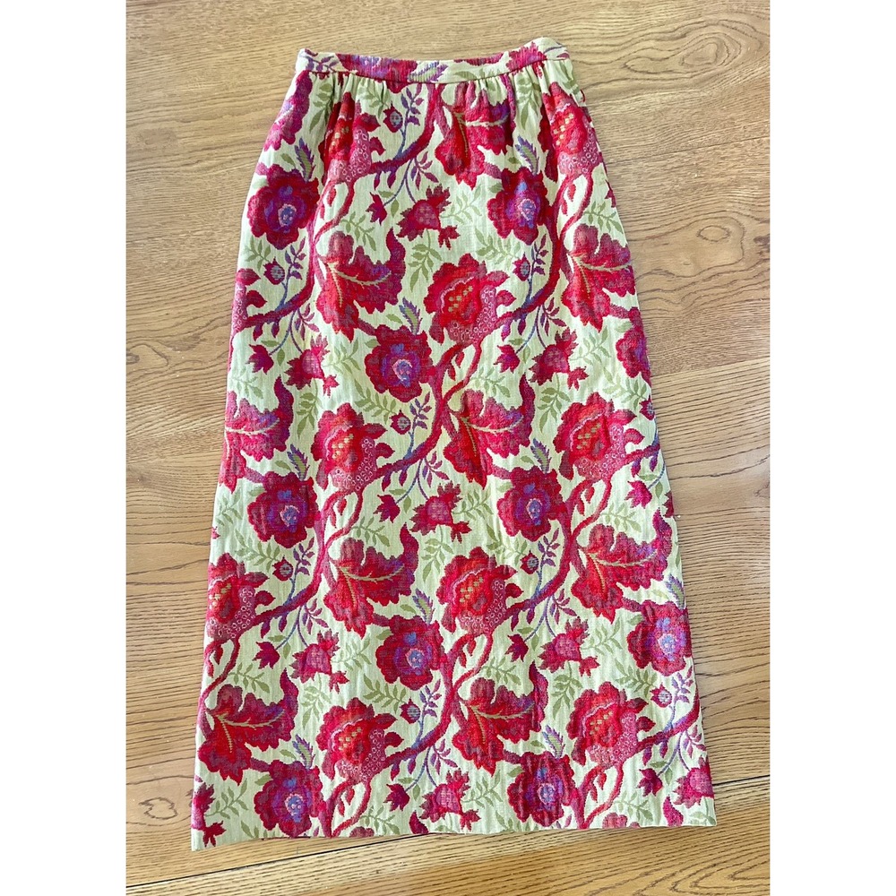 1970s Tapestry Skirt Vintage Floral Nelly De Grab Size 12 (fits Smaller